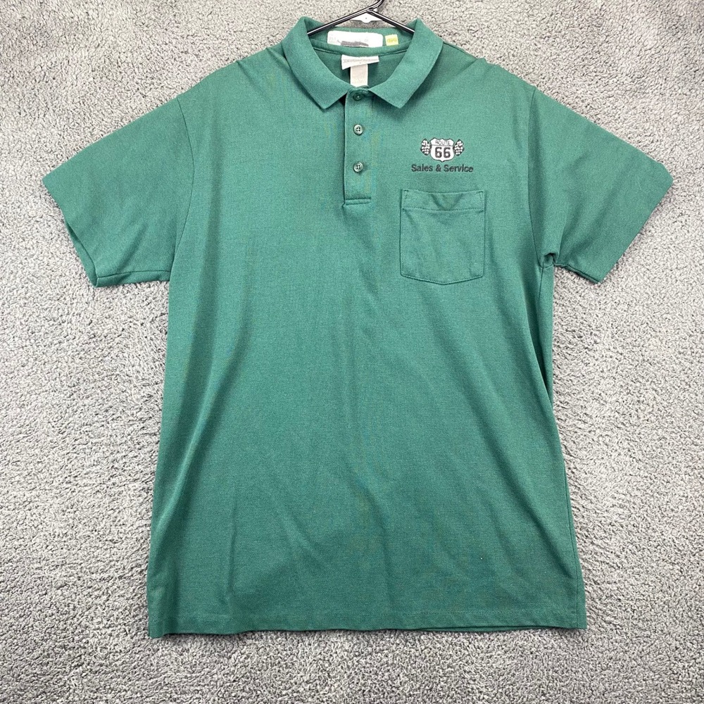 Century Place Route 66 Sales Service‎ Green Polo Shirt Mens Size L